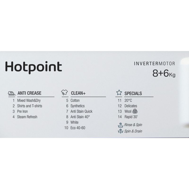 Hotpoint-Washer-dryer-Built-in-BI-WDHG-861485-UK-White-Front-loader-Program