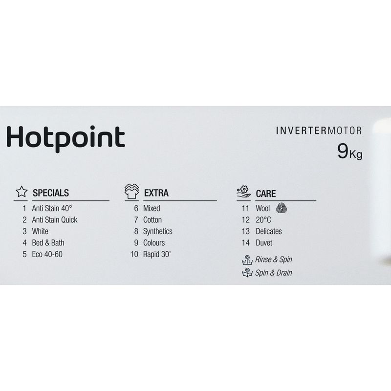 Hotpoint Washing machine Built-in BI WMHG 91485 UK White Front loader B Program