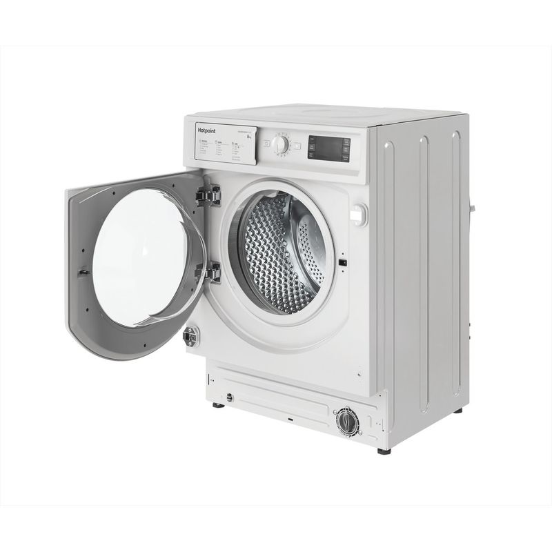 Hotpoint Washing machine Built-in BI WMHG 81485 UK White Front loader B Perspective open