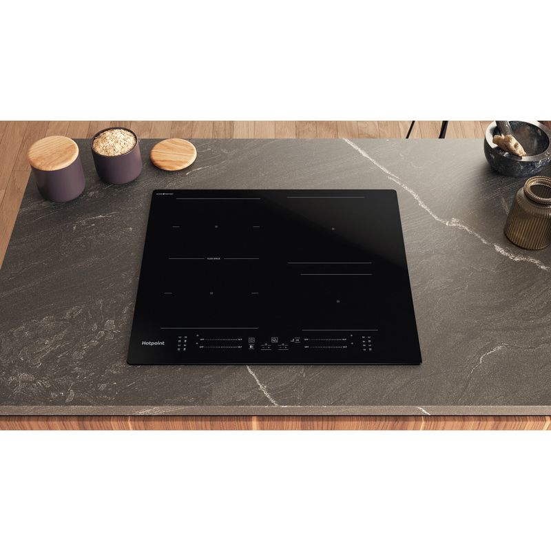 Hotpoint-HOB-TS-3560F-CPNE-Black-Induction-vitroceramic-Lifestyle-frontal-top-down