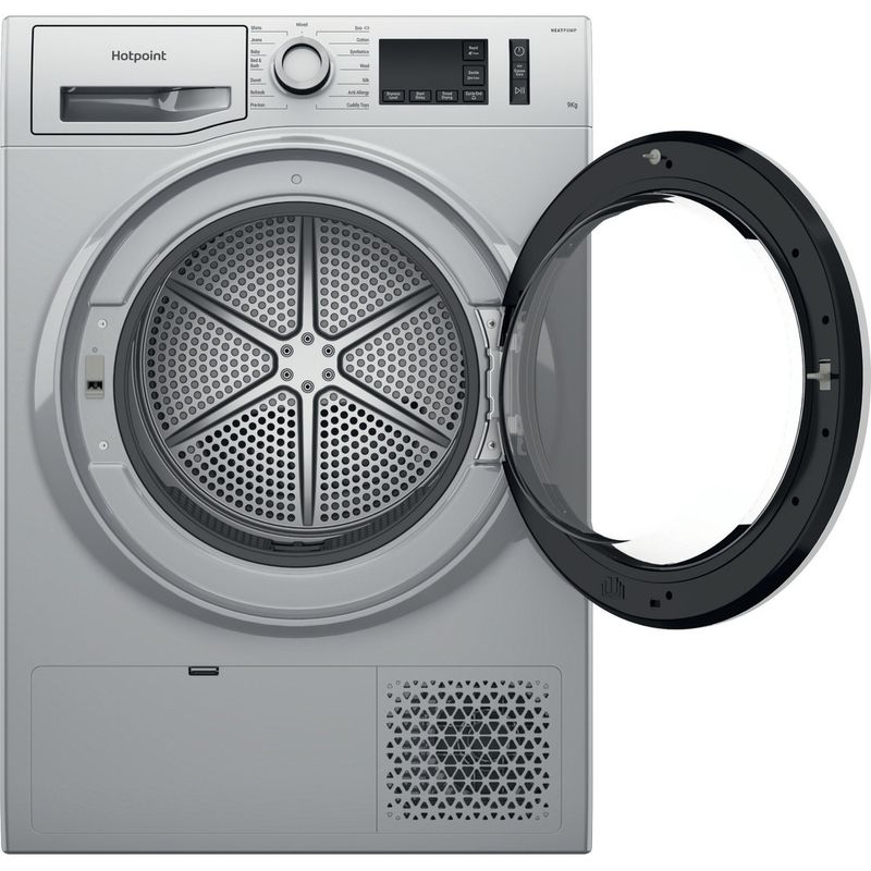 Hotpoint-Dryer-NT-M11-92SSK-UK-Silver-Frontal-open