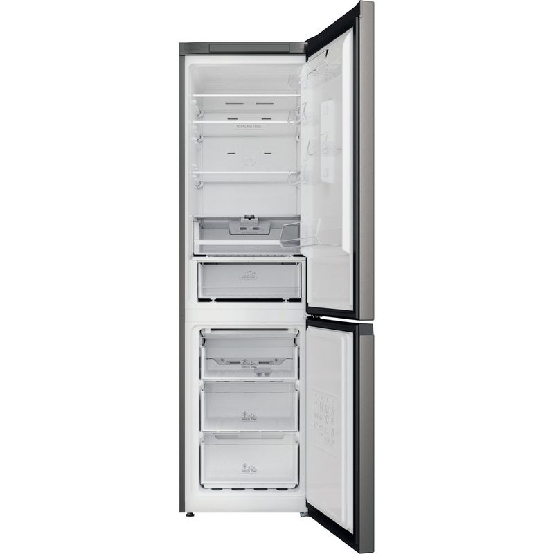 Hotpoint-Fridge-Freezer-Freestanding-H7X-93T-SK-M-Silver-black-2-doors-Frontal-open