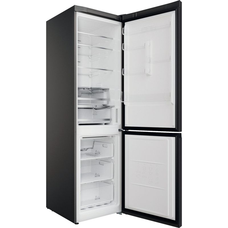 Hotpoint-Fridge-Freezer-Freestanding-H7X-93T-SK-M-Silver-black-2-doors-Perspective-open