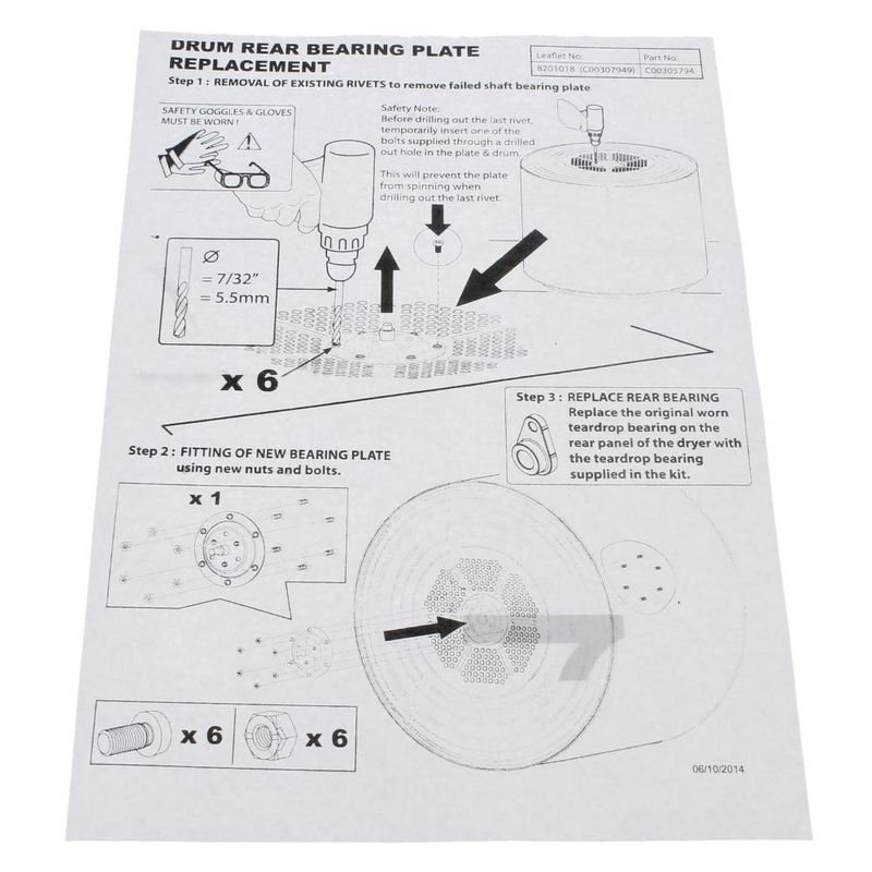 Kit Riparazione Tamburo Asciugatrice Hotpoint - Cuscinetto Rivettato, Codice Originale C00305794 - copertina