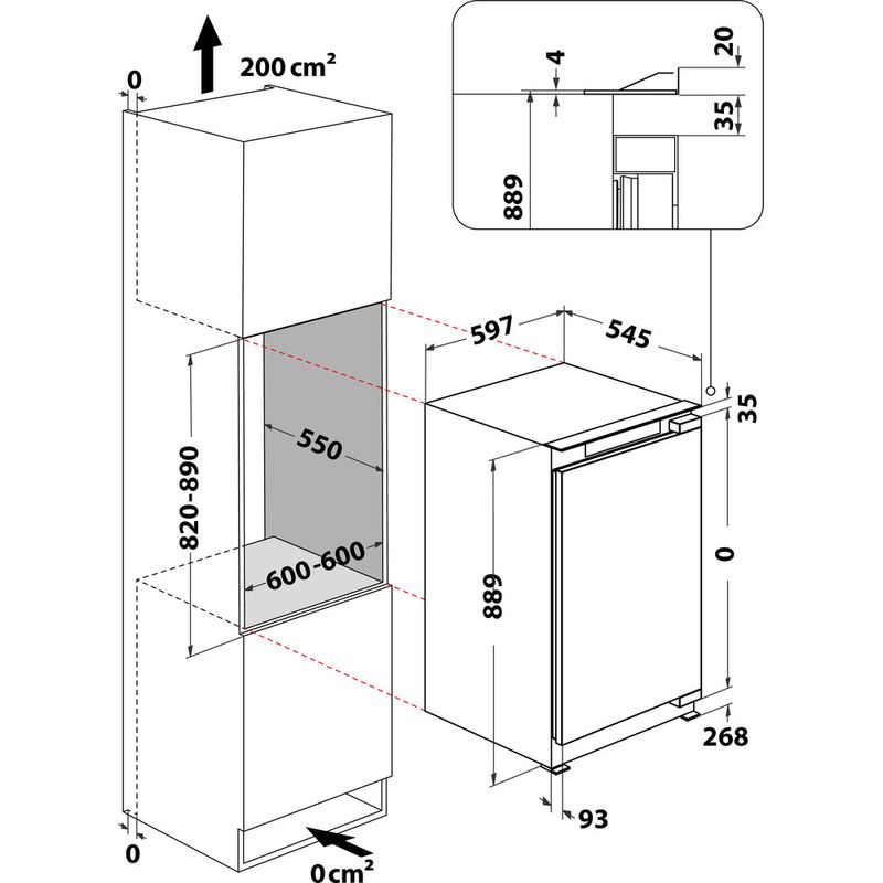 Hotpoint Freezer Built-in HBUFZ011.UK Steel Technical drawing