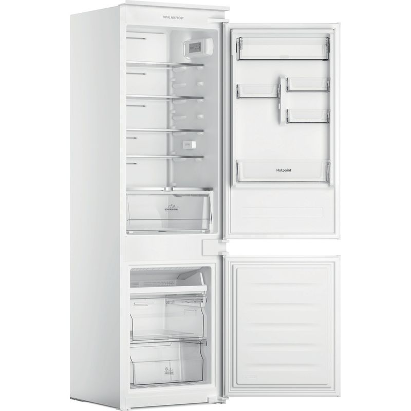 Hotpoint Fridge Freezer Built-in HTC18 T112 UK White 2 doors Perspective open