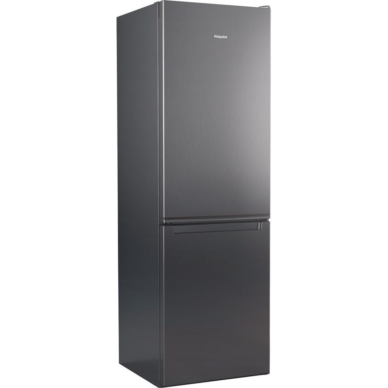 Hotpoint Fridge Freezer Freestanding H1NT 821E OX Optic Inox 2 doors Perspective