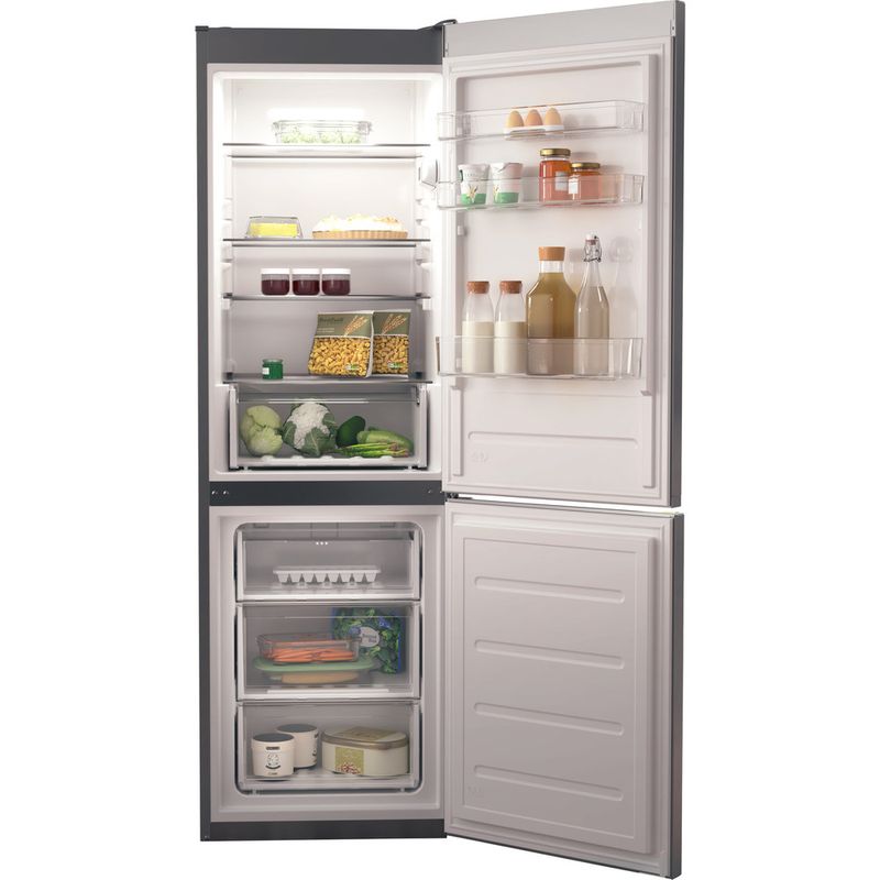 Hotpoint Fridge Freezer Freestanding H1NT 821E OX Optic Inox 2 doors Frontal open