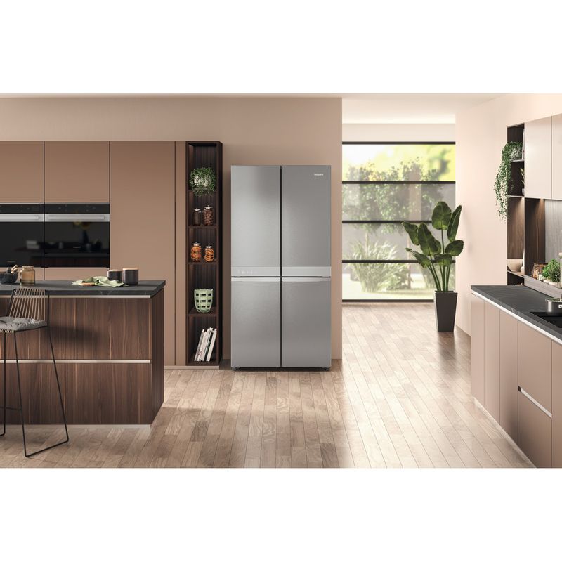 Hotpoint Side-by-Side Freestanding HQ9 B2L G Inox Look Lifestyle frontal