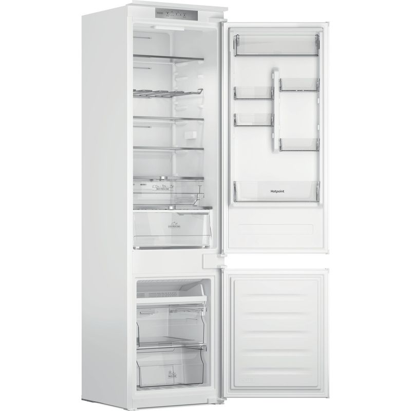 Hotpoint Fridge Freezer Built-in HTC20 T322 UK White 2 doors Perspective open