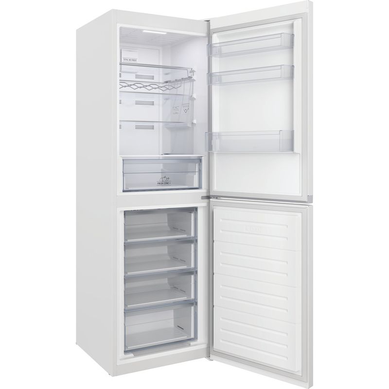 Hotpoint Fridge Freezer Freestanding HBTNF 60182 W UK White 2 doors Perspective open