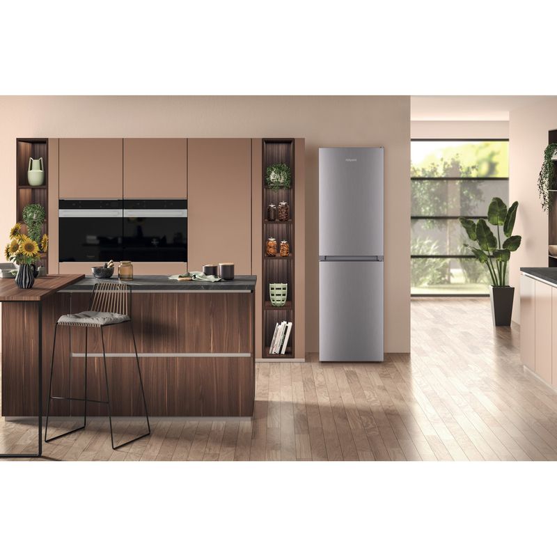 Hotpoint Fridge Freezer Freestanding HBTNF 60182 X UK Inox 2 doors Lifestyle frontal