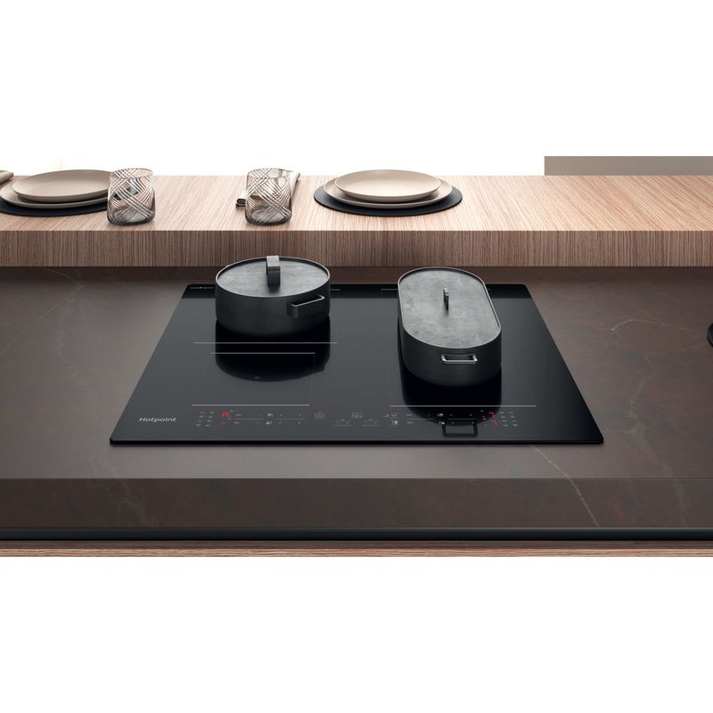 Hotpoint HOB TB 2460B CPNE Black Induction vitroceramic Frontal top down