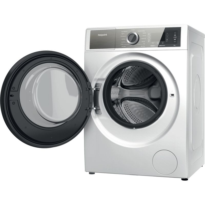 Hotpoint Washing machine Freestanding H7 99 GPOWER UK White Front loader A Perspective open