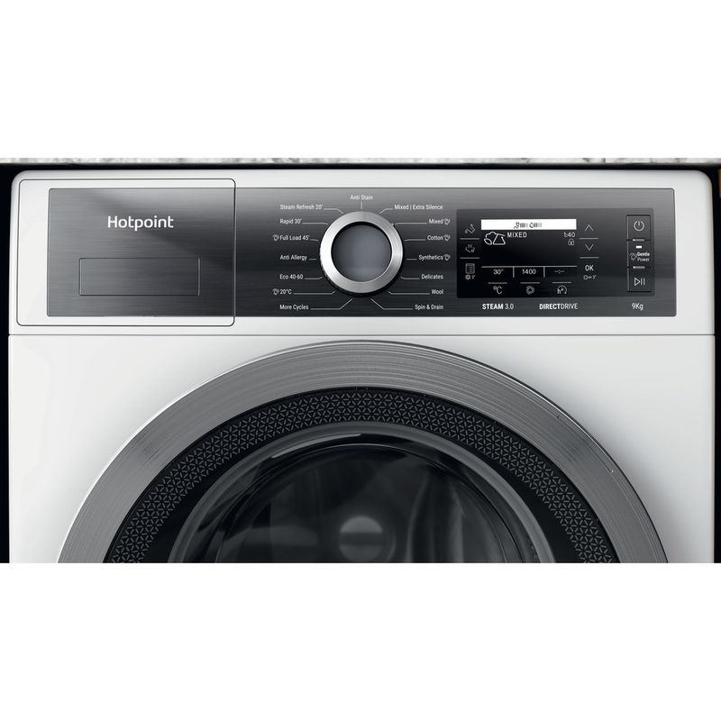 Hotpoint Washing machine Freestanding H7 99 GPOWER UK White Front loader A Control panel