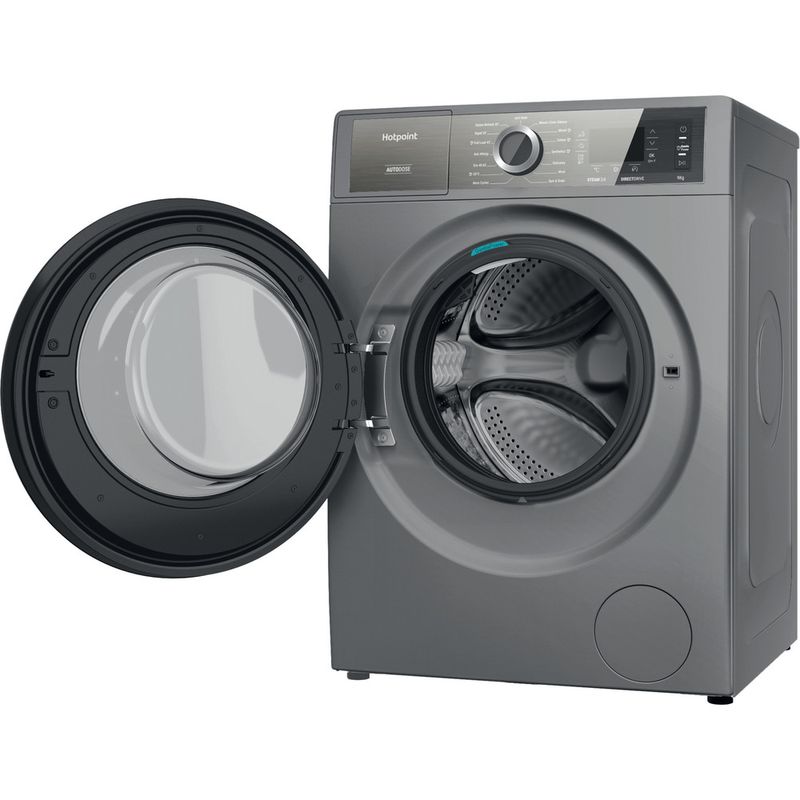 Hotpoint Washing machine Freestanding H8 99ADS GPOWER UK Silver Front loader A Perspective open