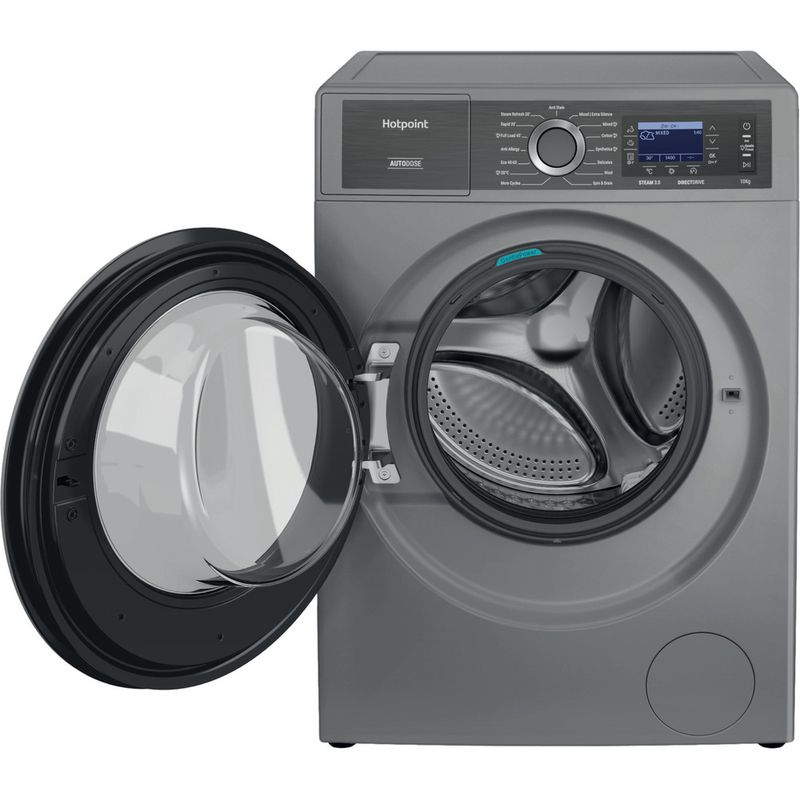 Hotpoint Washing machine Freestanding H8 09ADS GPOWER UK Silver Front loader A Frontal open