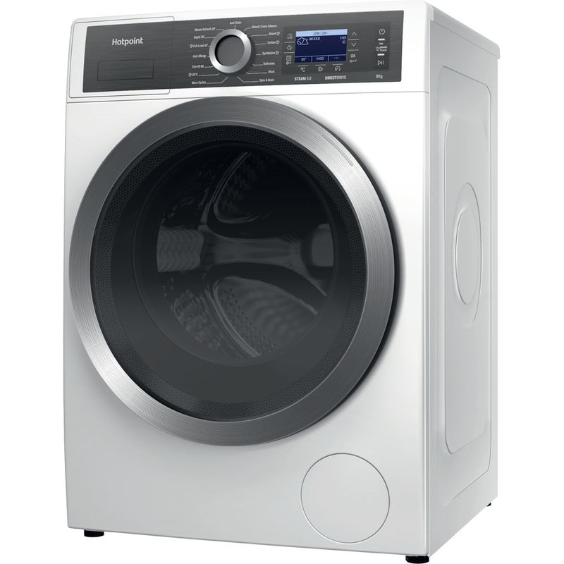 Hotpoint Washing machine Freestanding H7 89 GPOWER UK White Front loader A Perspective