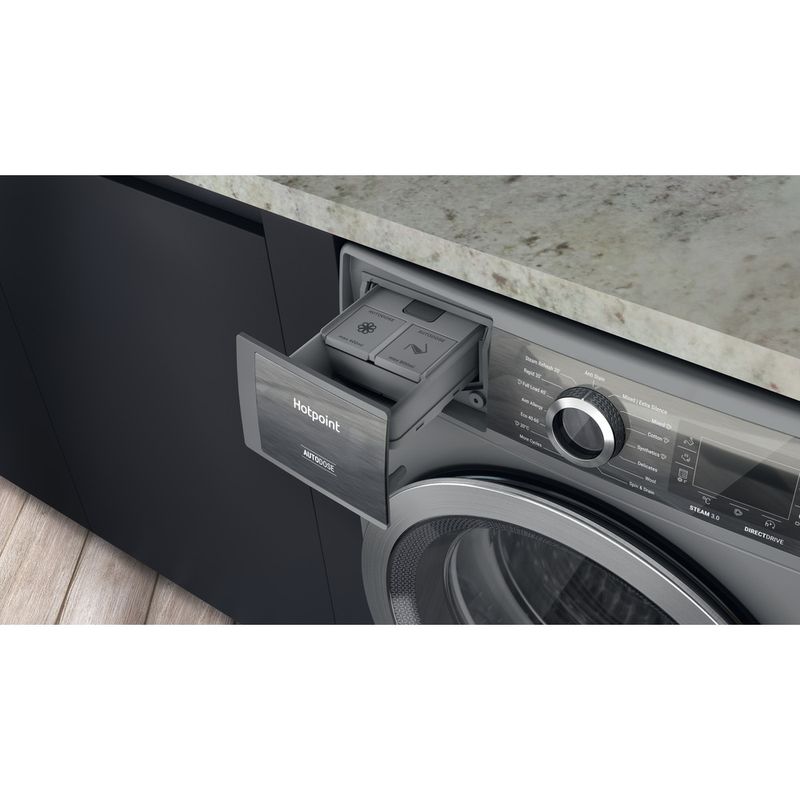 Hotpoint Washing machine Freestanding H8 99ADS GPOWER UK Silver Front loader A Drawer