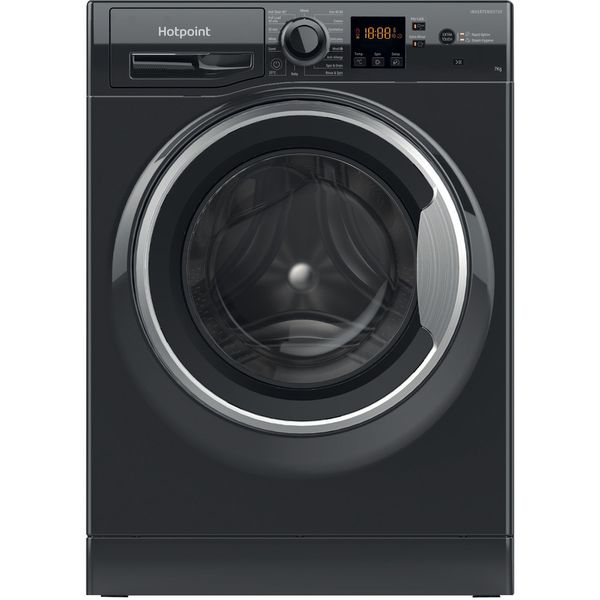 Hotpoint-Washing-machine-Freestanding-NSWM-7469-BS-UK-Black-Front-loader-A-Frontal