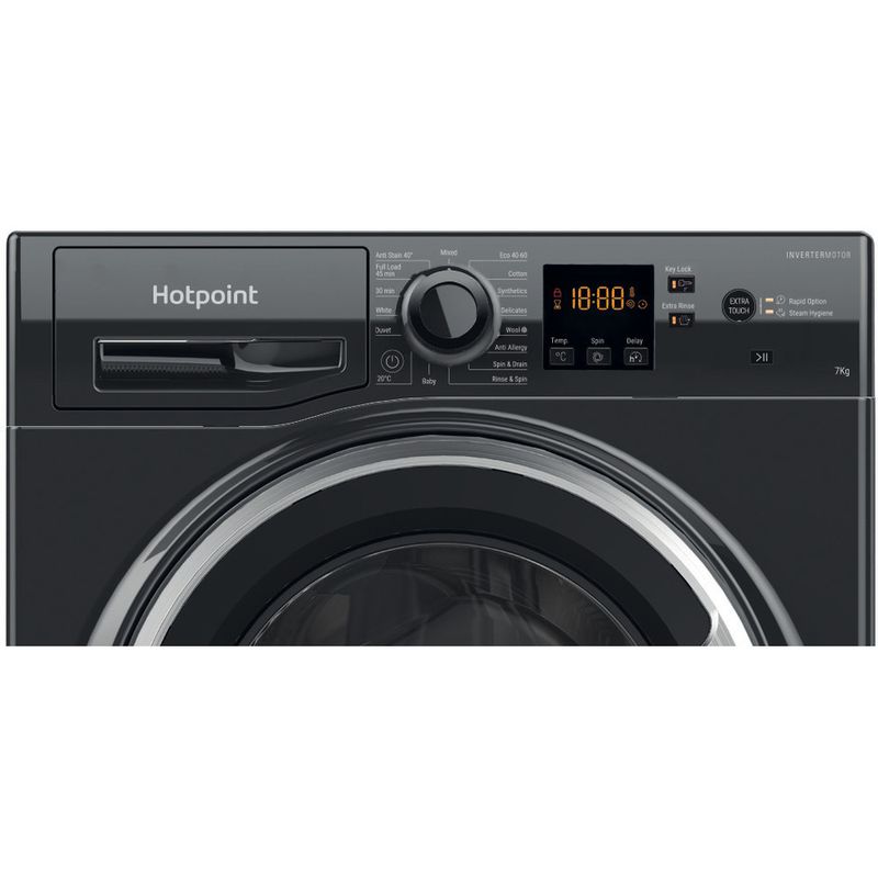 Hotpoint Washing machine Freestanding NSWM 7469 BS UK Black Front loader A Control panel