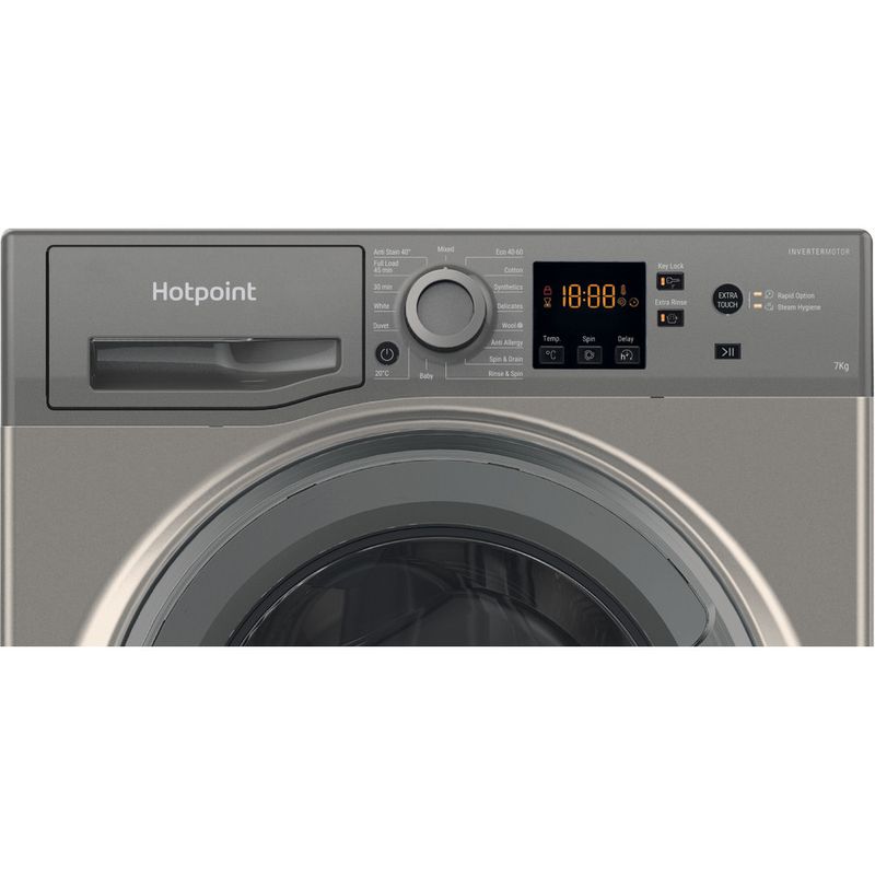 Hotpoint Washing machine Freestanding NSWM 7469 GG UK Graphite Front loader A Control panel