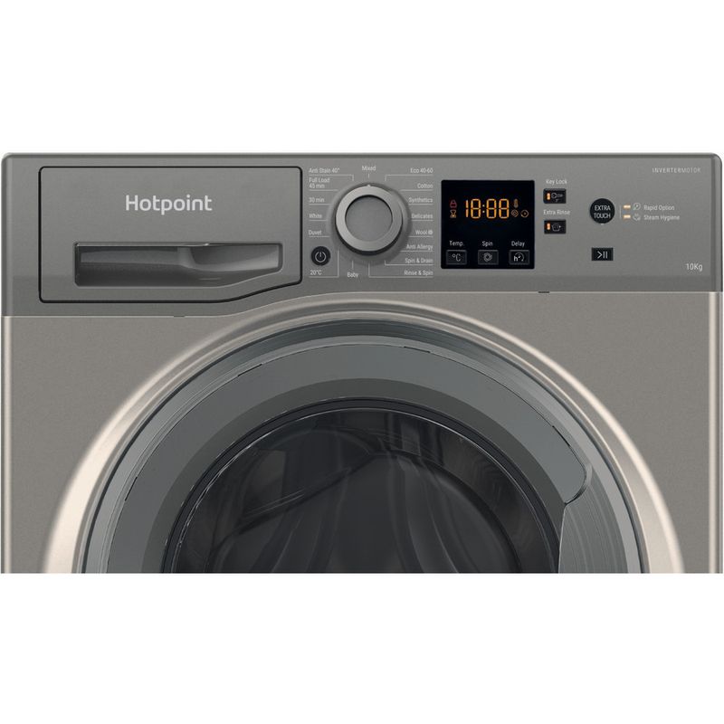 Hotpoint Washing machine Freestanding NSWM 1046 GG UK Graphite Front loader A Control panel