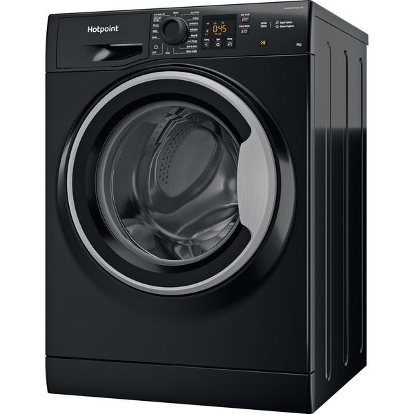 Hotpoint-Washing-machine-Freestanding-NSWM-846-BS-UK-Black-Front-loader-A-Perspective