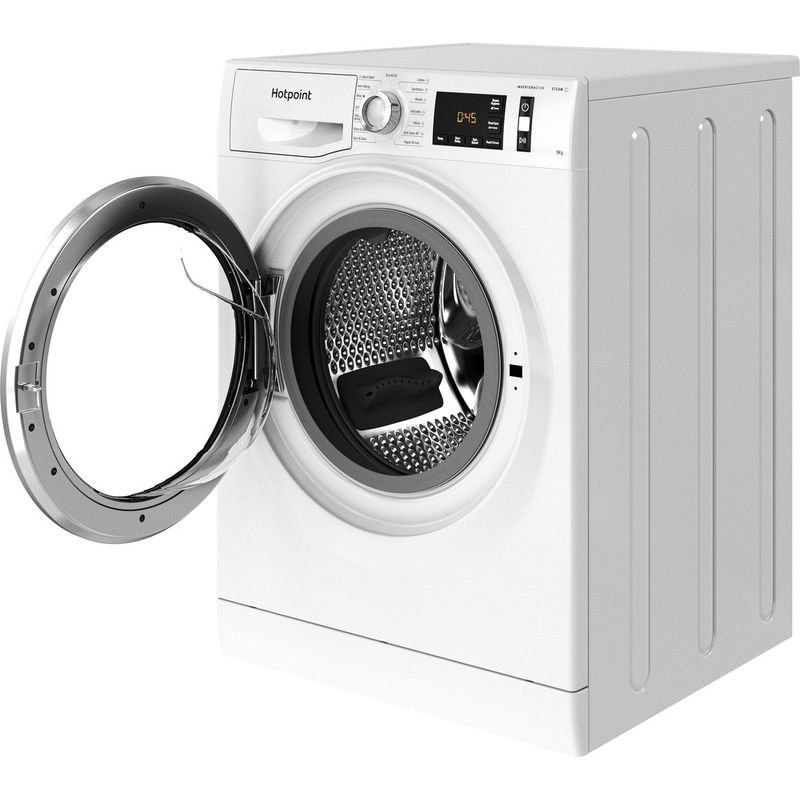 Hotpoint Washing machine Freestanding NM11 948 WS A UK White Front loader A Perspective open