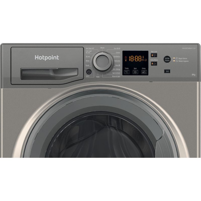 Hotpoint Washing machine Freestanding NSWM 846 GG UK Graphite Front loader A Control panel