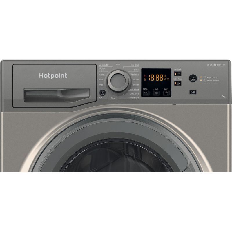 Hotpoint Washing machine Freestanding NSWR 7469 GK UK Graphite Front loader A Control panel