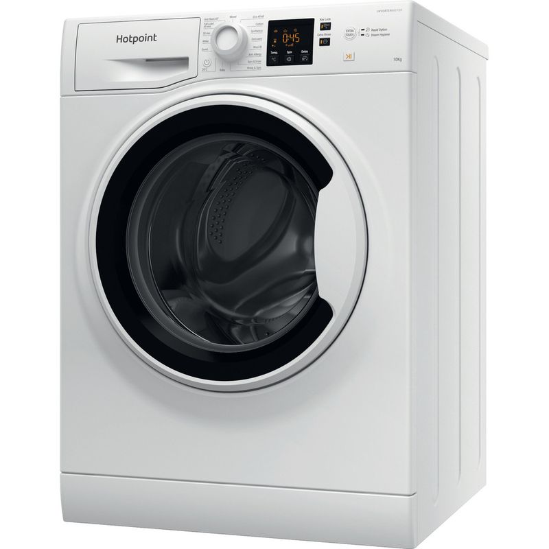 Hotpoint Washing machine Freestanding NSWA 1046 WW UK White Front loader A Perspective
