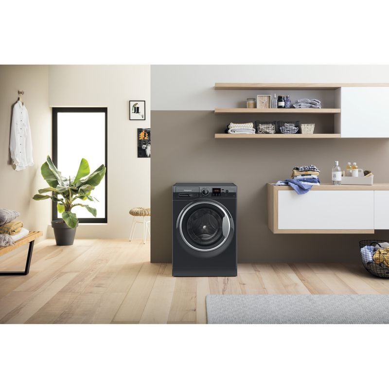 Hotpoint Washing machine Freestanding NSWM 1046 BS UK Black Front loader A Lifestyle frontal