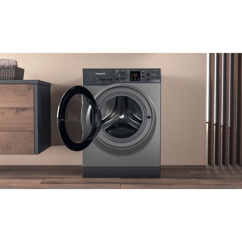 Hotpoint Washing machine Freestanding NSWM 946 GG UK Graphite Front loader A Lifestyle frontal open