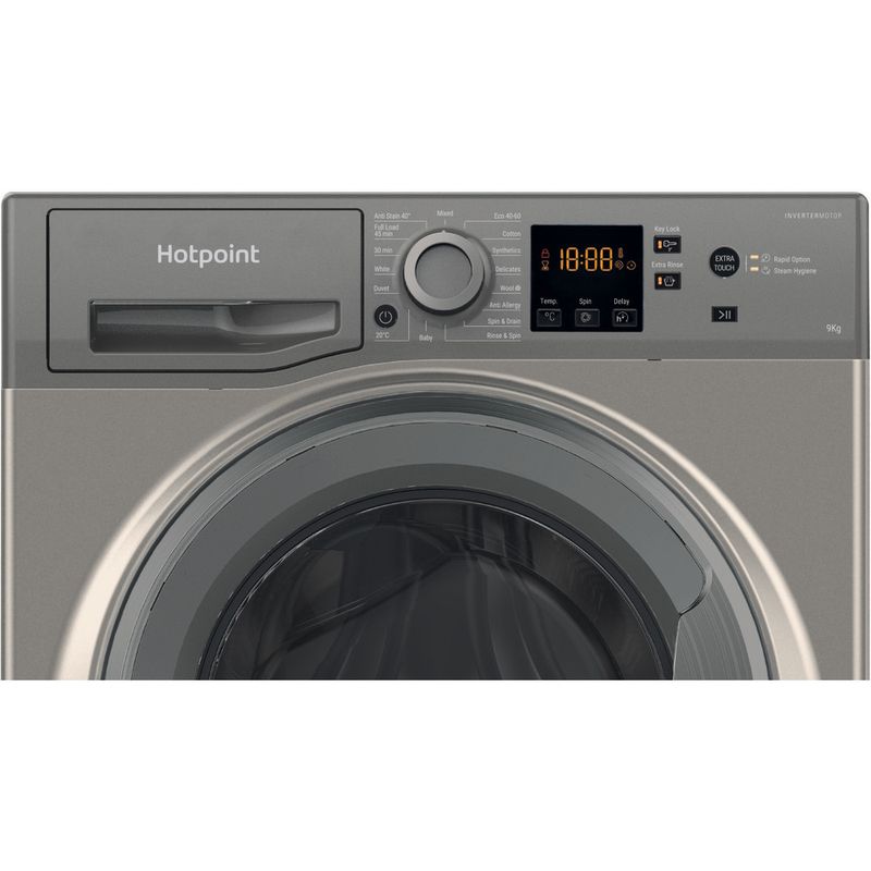 Hotpoint Washing machine Freestanding NSWM 946 GG UK Graphite Front loader A Control panel