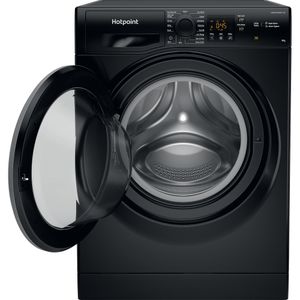 Hotpoint-Washing-machine-Freestanding-NSWM-946-BS-UK-Black-Front-loader-A-Frontal-open