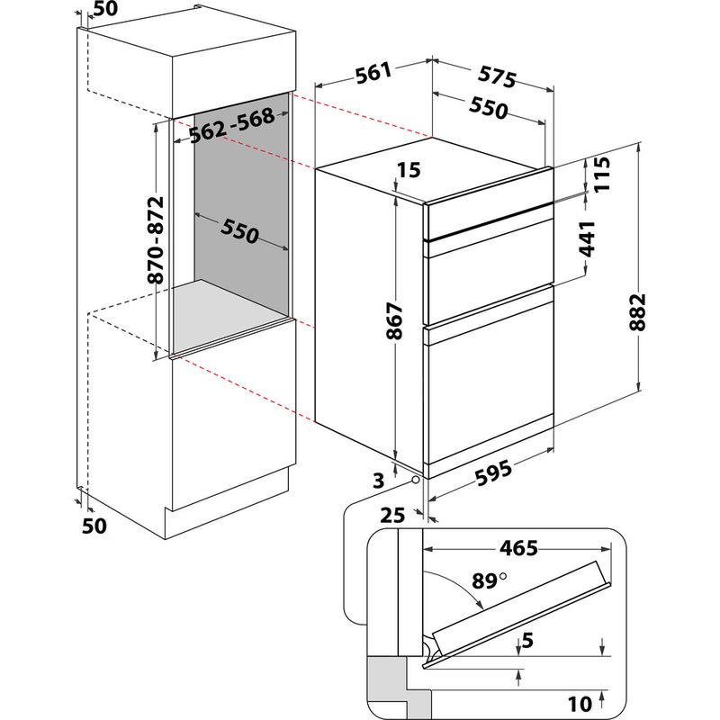 Hotpoint Double oven DKD3 841 IX Inox A Technical drawing