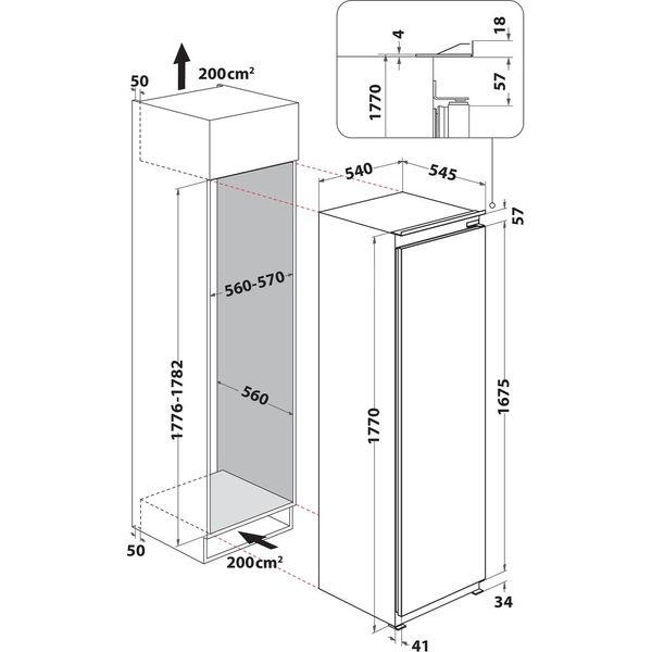 Hotpoint-Refrigerator-Built-in-HTSD18A011A1-Steel-Technical-drawing