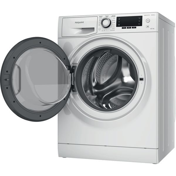 Hotpoint Washer dryer Freestanding NDD 86448 WDA UK White Front loader Perspective open