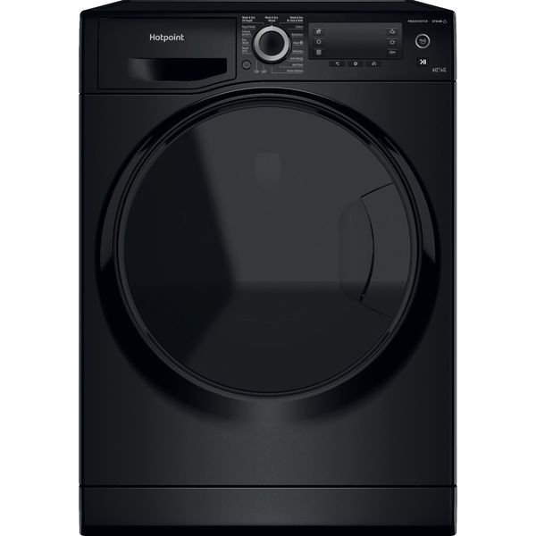 Hotpoint Washer dryer Freestanding NDD 86448 BDA UK Black Front loader Frontal