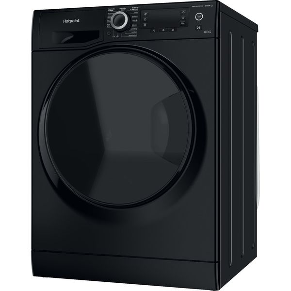Hotpoint Washer dryer Freestanding NDD 86448 BDA UK Black Front loader Perspective