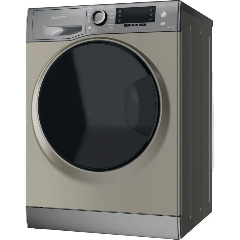 Hotpoint-Washer-dryer-Freestanding-NDD-96448-GDA-UK-Graphite-Front-loader-Perspective