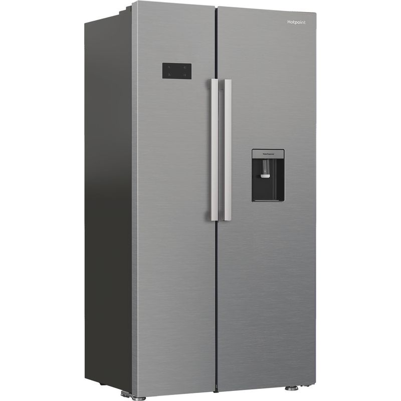 Hotpoint Side-by-Side Freestanding HPG2 6583W XP4UK Pet Inox Perspective