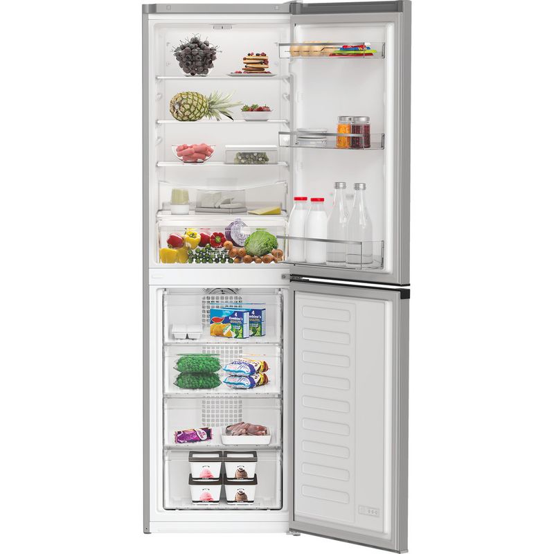 Hotpoint Fridge Freezer Freestanding HPKH 1261 S4UK Silver 2 doors Lifestyle frontal open