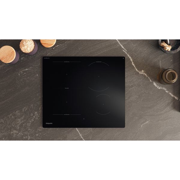 Hotpoint HOB HTX6014DCF Black Induction vitroceramic Lifestyle frontal