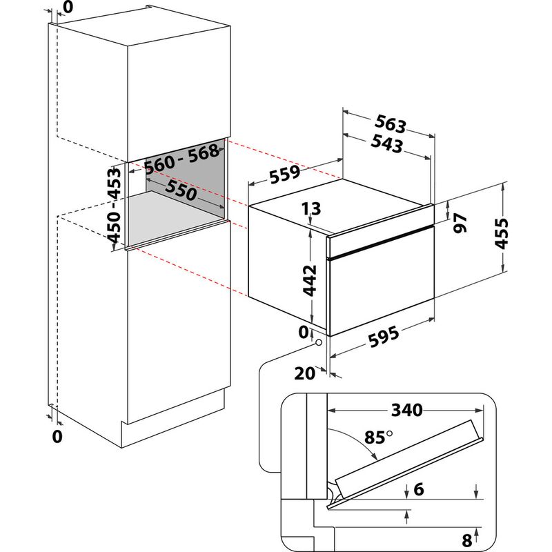 Hotpoint-OVEN-Built-in-HCC58HMSXA-Electric-A--Technical-drawing