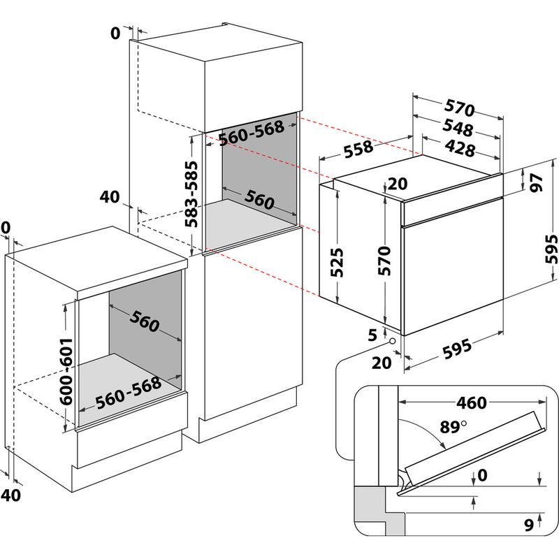 Hotpoint-OVEN-Built-in-HO-278P-X-UK-Electric-A---Technical-drawing