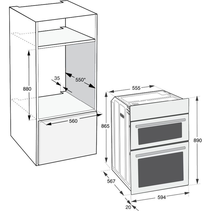 Hotpoint-Double-oven-DIH-10D1-IX-Inox-A-Technical-drawing