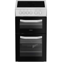 Hotpoint HTE5VCW 50cm Electric Twin Cooker with Ceramic Hob - White