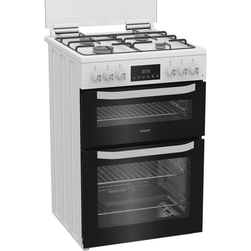 Hotpoint-Double-Cooker-HTG6GDCW-White-A--Perspective